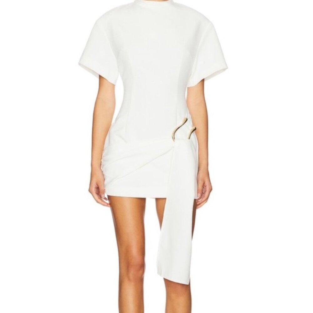 Elegant White Dress with Gold Accent